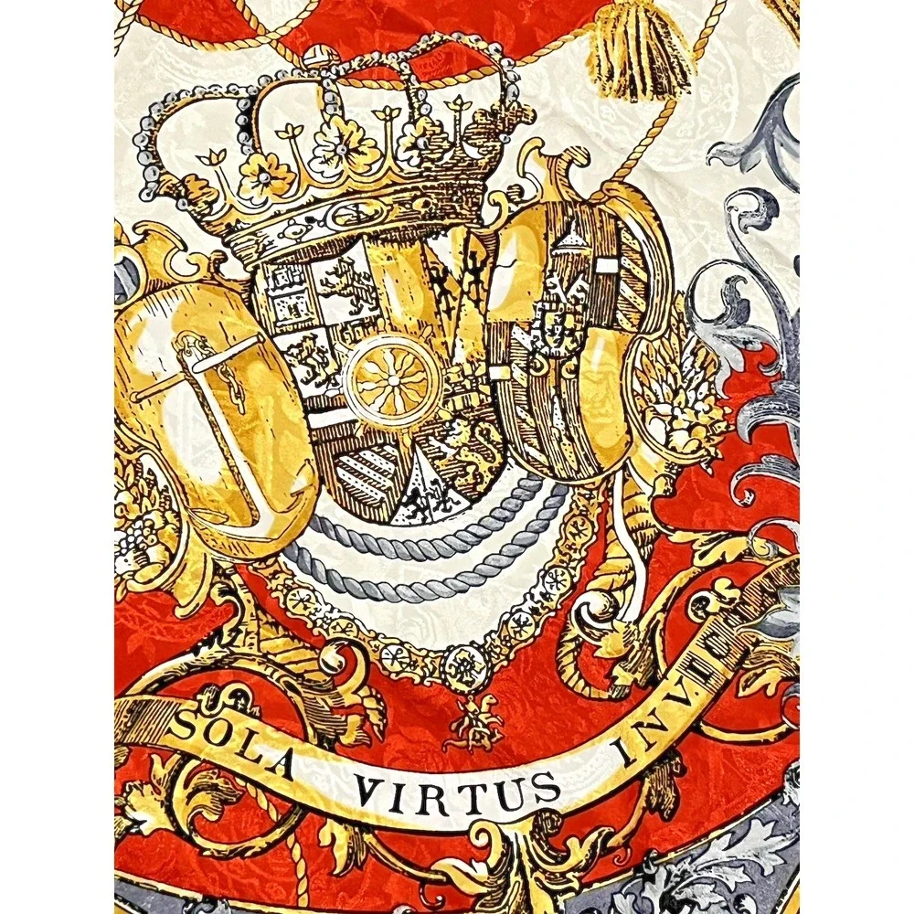 Sola Virtus Square Scarf Red White Gold Royal Nautical Classy Artsy Vintage